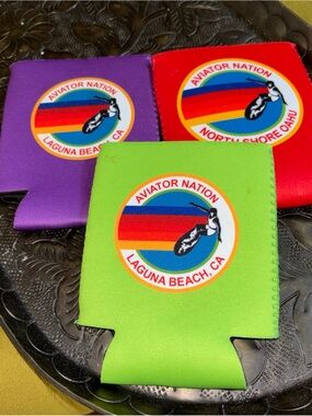 3X Aviator Nation Laguna Beach North Shore Oahu Can Koozies Drink Cooler